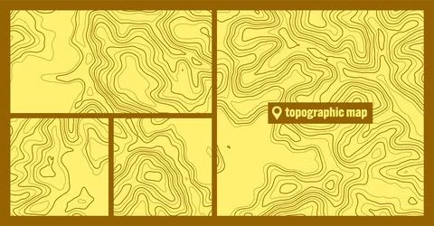 Colorful topographic map sets with contour lines. Geographic terrain grid Stock Illustration