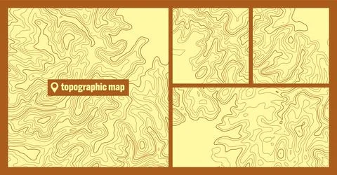 Colorful topographic map sets with contour lines. Geographic terrain grid Illustrazione stock