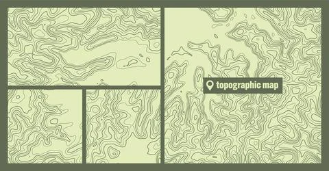 Colorful topographic map sets with contour lines. Geographic terrain grid Illustrazione stock