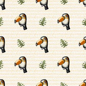 Colorful toucan pattern design suitable for fabric and wrapping projects Stock Illustration
