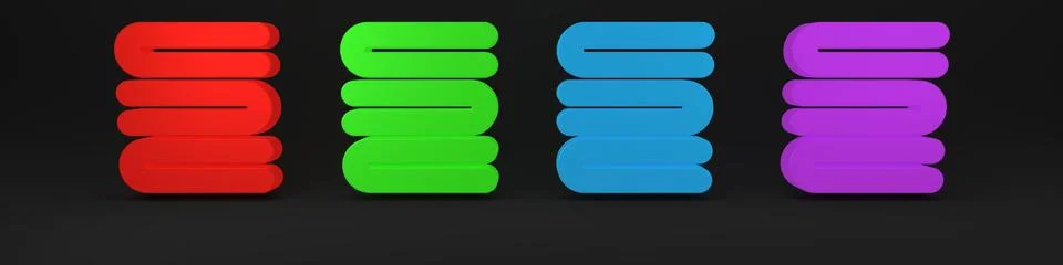 Colorful Towel stack icon isolated on black background. Minimalism concept... 스톡 일러스트