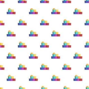 Colorful toy blocks creating repeating geometric pattern Illustrazione stock