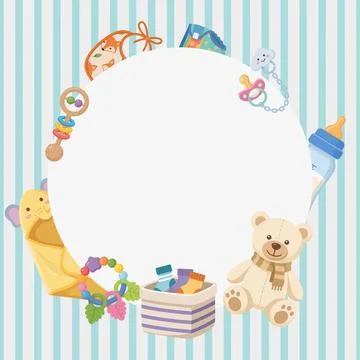 Colorful Toy Border With Empty Space for Customization in a Playful Design .. Stock Illustration