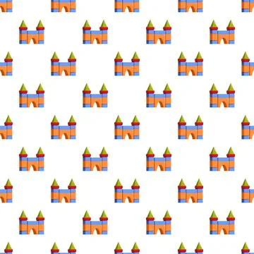 Colorful toy castle block pattern for children playing Illustrazione stock