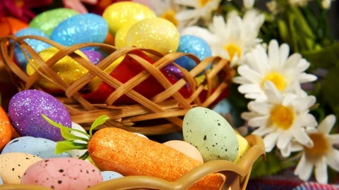 Colorful Traditional Celebration Easter Paschal Eggs Stock Footage 126433151