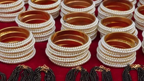 Colorful Traditional Indian Bangles Display in Shop Stock Footage 333069905