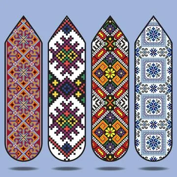 Colorful Traditional Patterned Bookmark Set Stock Illustration