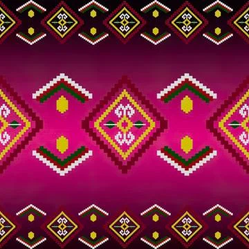 Colorful traditional textile with geometric patterns Stock Illustration