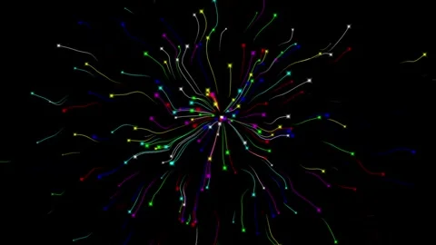 Colorful trails motion graphics with plain black background Video stock 329174908