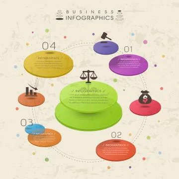 Colorful translucent pie chart infographic elements Illustrazione stock