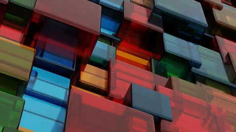 Colorful Transparent Blocks in Abstract Composition Illustrazione stock