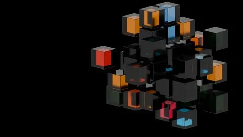 Colorful Transparent Blocks in Abstract Composition Stock Illustration