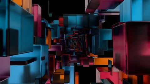 Colorful Transparent Blocks in Abstract Composition Stock Illustration