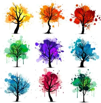 Colorful tree background Stock Illustration