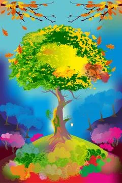 Colorful tree, Stock Illustration