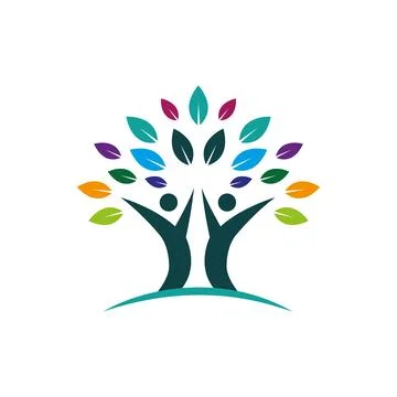 Colorful Tree Logo Design for Creative Nature Branding Illustrazione stock