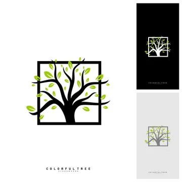 Colorful Tree Logo Design Template. Luxury Tree logo Concepts. Nature Logo Co Stock Illustration