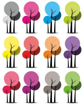 Colorful trees Stock Illustration