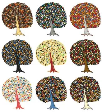 Colorful trees Stock Illustration