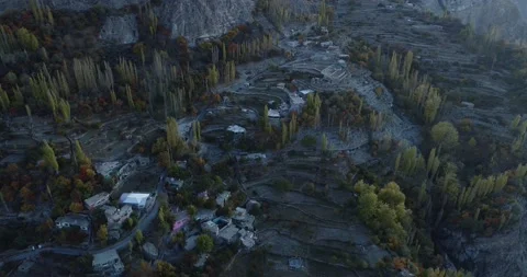 Colorful trees on the mountain peak in Spring, Pakistan Stock Footage 166368481