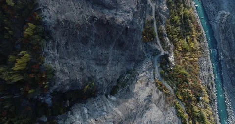 Colorful trees on the mountain peak in Spring, Pakistan Stock Footage 166368952