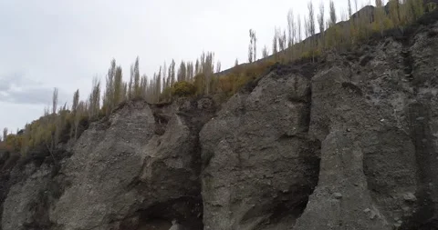 Colorful trees on the mountain peak in Spring, Pakistan Stock Footage 166369006