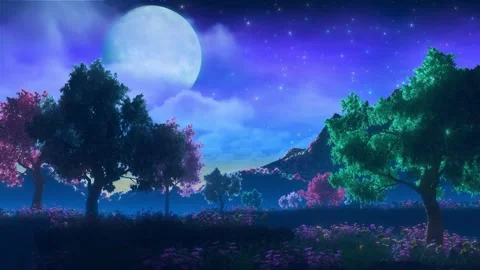 Colorful trees at night mountains Stock Footage 339036016