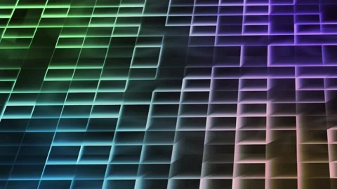 Colorful trendy background with gradient rectangles squares and glowing lines Stock Footage 147741704