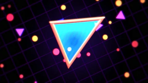 Colorful triangle and dots pattern in 80s style Video stock 168052146