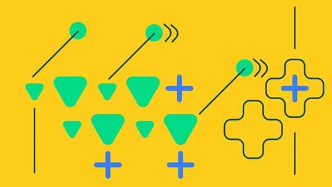 Colorful Triangle and Plus Abstract Layout Yellow 스톡 일러스트