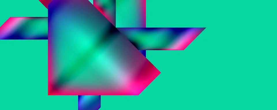 Colorful triangle and rectangle pattern on electric blue and magenta background イラスト素材