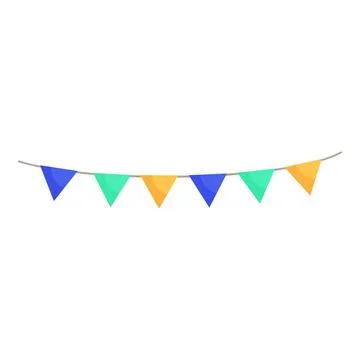 Colorful triangle flags hanging on string decoration Stock Illustration