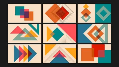 Colorful Triangle Geometric Overlay Background Set Stock Illustration