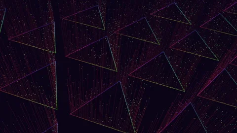 Colorful triangle grid complex network of connected shapes Vídeo Stock 316751995