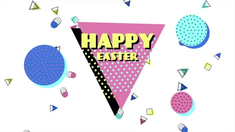 Colorful triangle with Happy Easter message and shapes Stock Footage 260919095