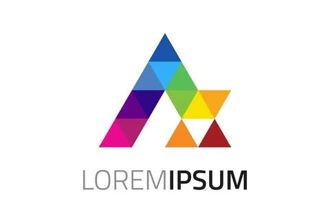Colorful Triangle Initial Letter A Polygon Logo Design	 Stock Illustration