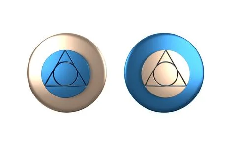 Colorful Triangle math icon isolated on white background. Circle button. 3D.. Stock Illustration