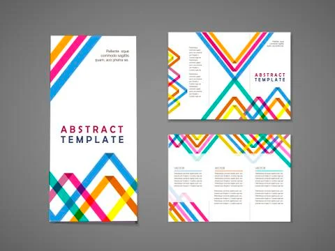 Colorful triangle pattern background tri fold brochure 스톡 일러스트