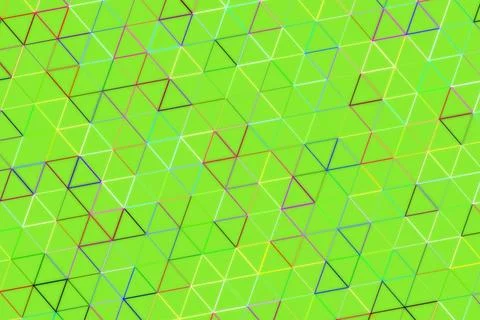 Colorful triangle pattern on bright green background Stock Illustration