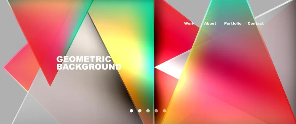 Colorful triangle pattern on gray backdrop, geometric art Stock Illustration