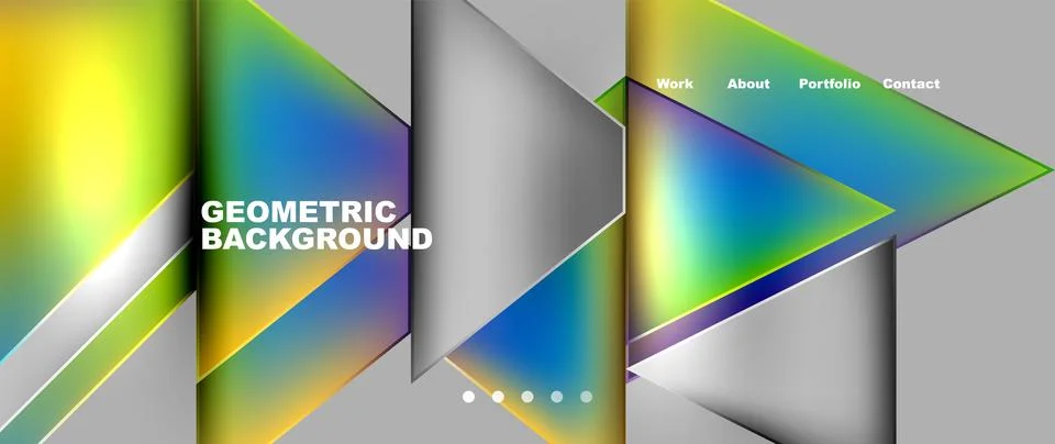 Colorful triangle pattern on gray background with electric blue accents Illustrazione stock