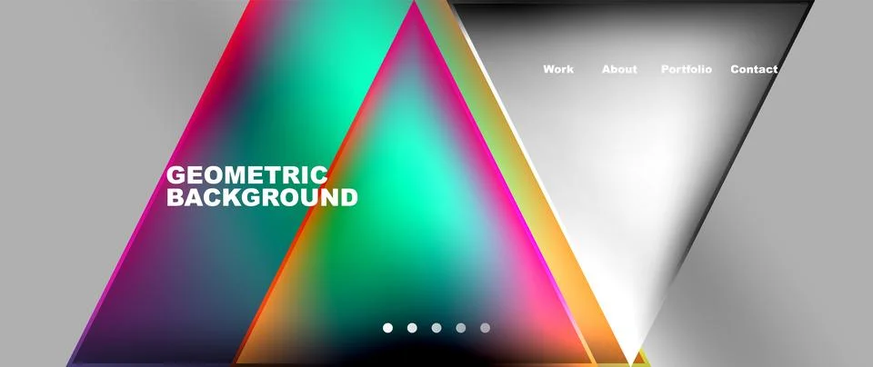 Colorful triangle pattern on gray background with geometric shapes Stock Illustration