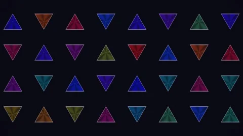 Colorful triangle patterns arranged on a dark background 動画素材 338317900