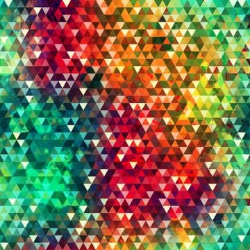 Colorful triangle seamless texture with grunge effect Stock Illustration