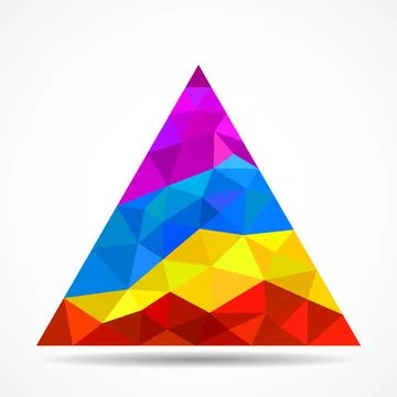 Colorful triangle with triangles on white background. Geometric logo Stock Illustration