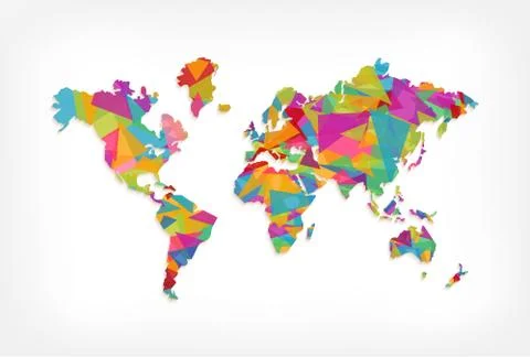 Colorful triangle world map concept illustration イラスト素材
