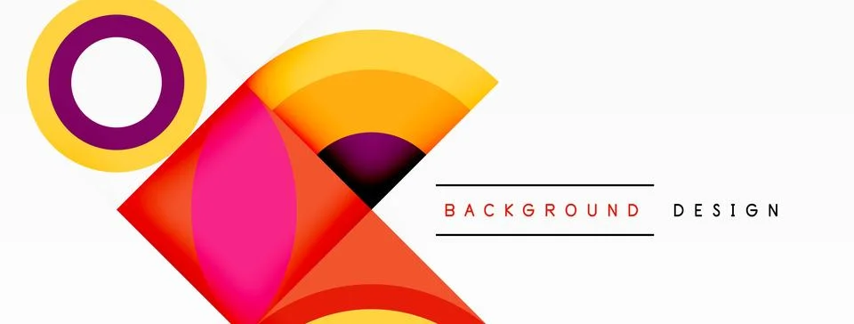 Colorful triangles and circles pattern on white background 스톡 일러스트