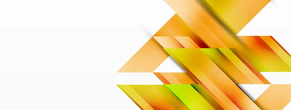 Colorful triangles and rectangles create a vibrant pattern on white paper Illustrazione stock