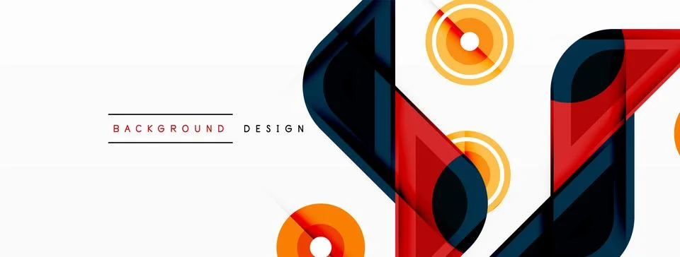 Colorful triangles and round shapes background. Template for wallpaper, banner Stock Illustration