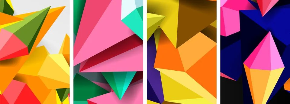 Colorful triangles arranged in a symmetrical pattern on white textile background 스톡 일러스트